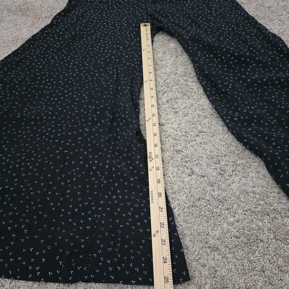 Anthropologie Skirted Wide-Leg Pants 12 Black Floral Flowy Boho Preppy Elegant - Picture 7 of 11